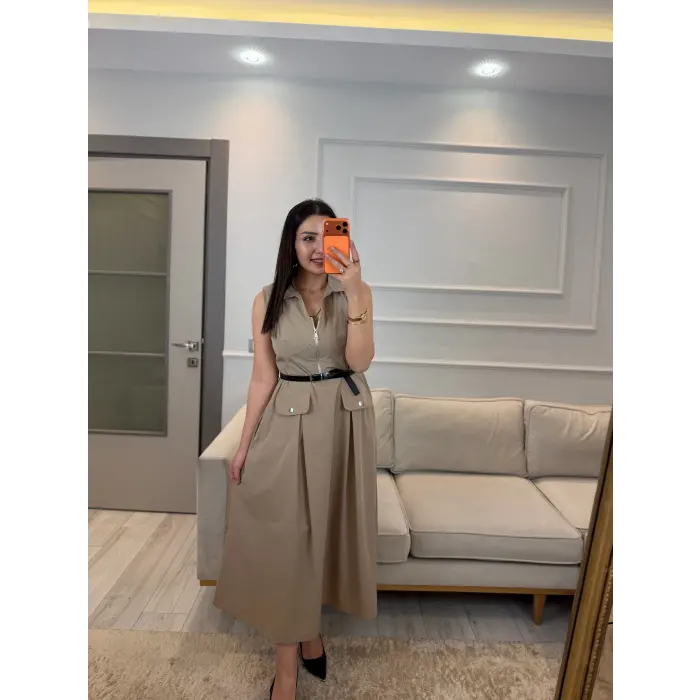 Mrka Muadil Kemer Ve Fermuar Detaylı Elbise