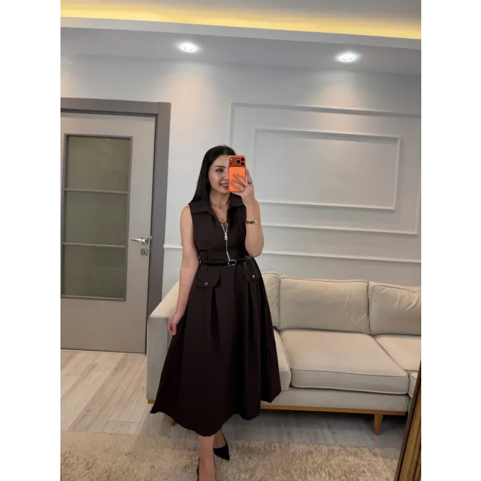Mrka Muadil Kemer Ve Fermuar Detaylı Elbise