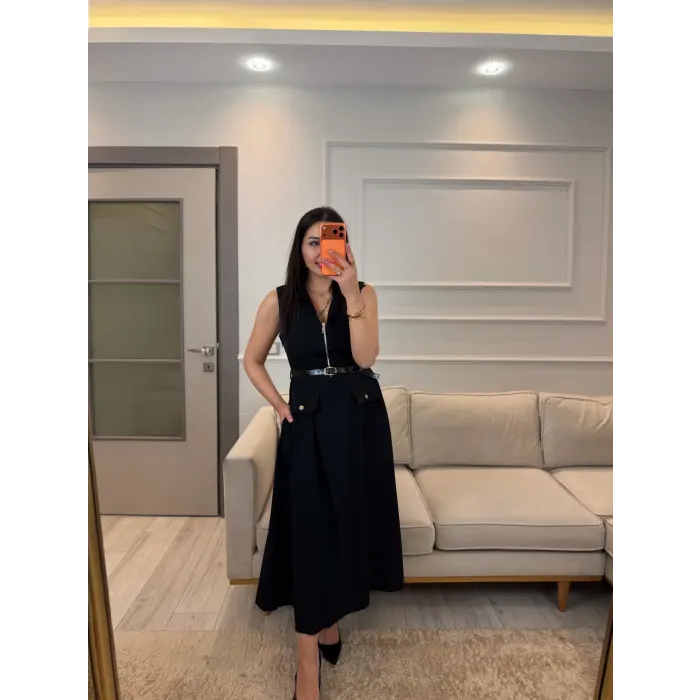 Mrka Muadil Kemer Ve Fermuar Detaylı Elbise