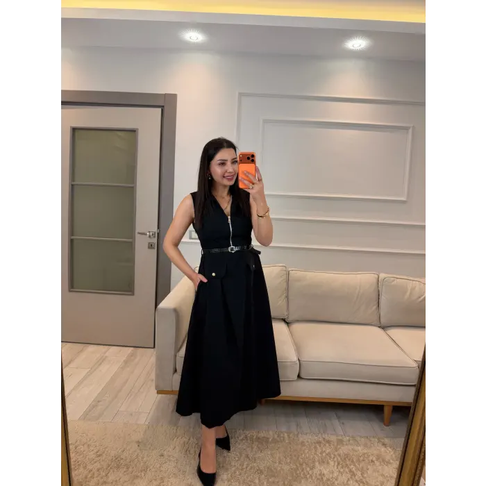 Mrka Muadil Kemer Ve Fermuar Detaylı Elbise