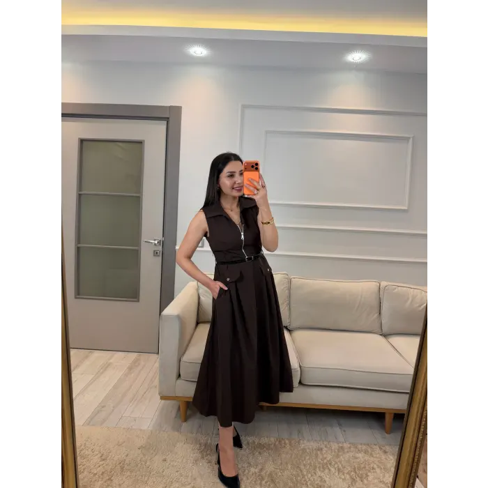 Mrka Muadil Kemer Ve Fermuar Detaylı Elbise