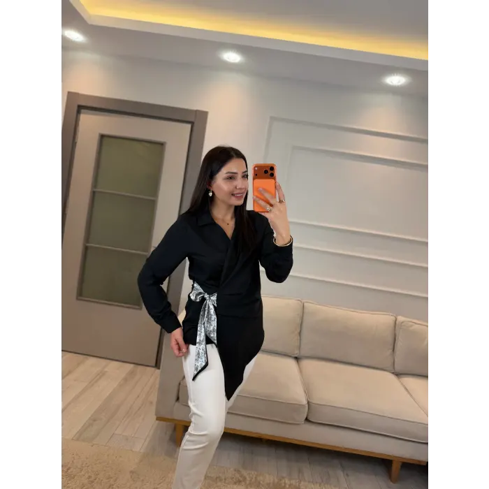 Jesica Fularlı Gömlek