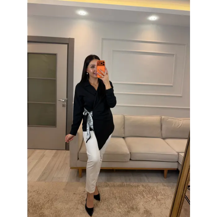 Jesica Fularlı Gömlek