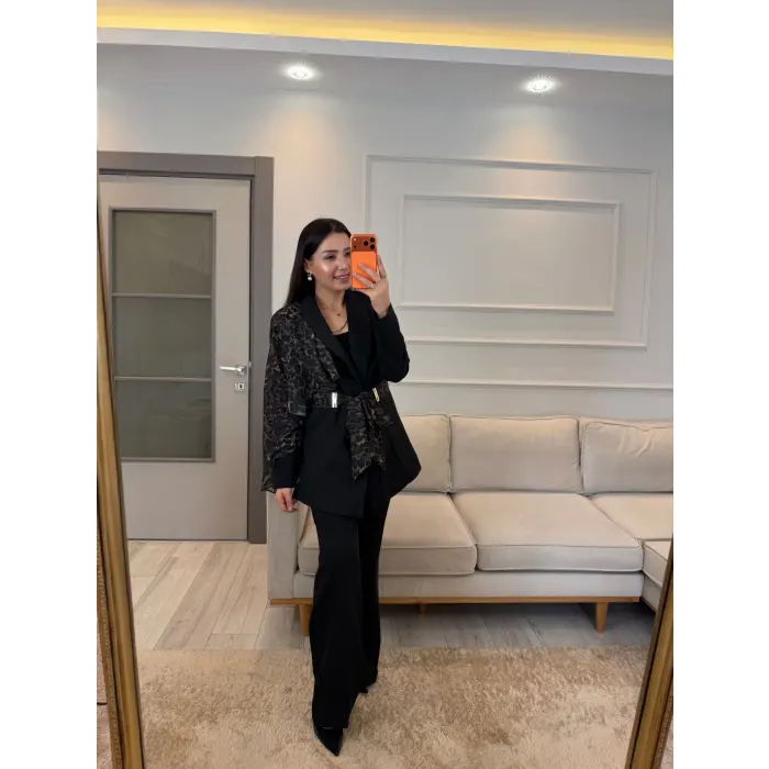 Premium Şal Detaylı Ceket Pantolon Takım
