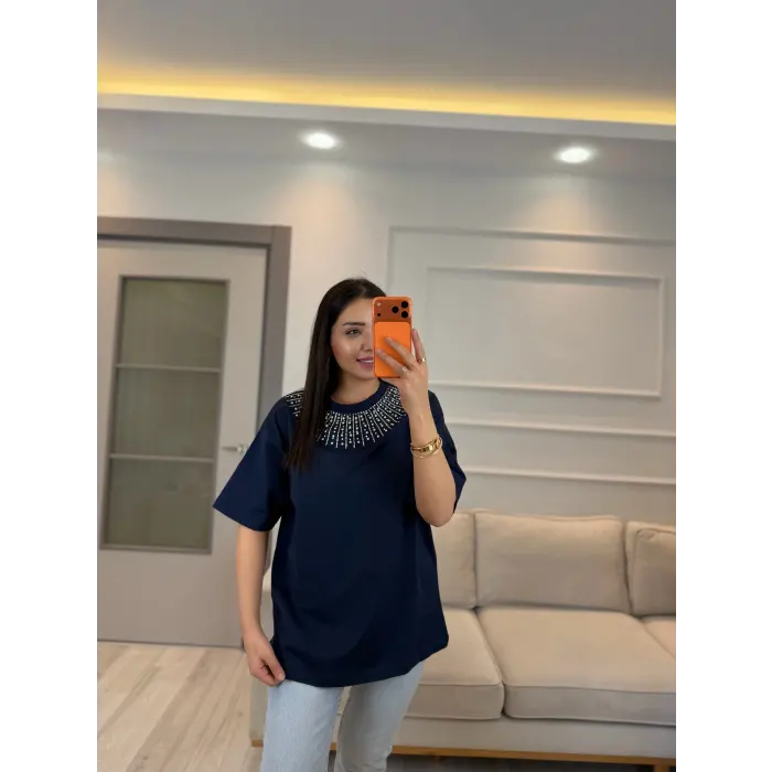Mairin Yaka Taşlı T-Shirt