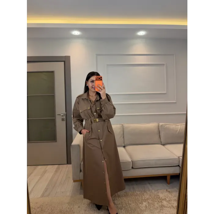 Zımba Ve Kemer Detaylı Elbise