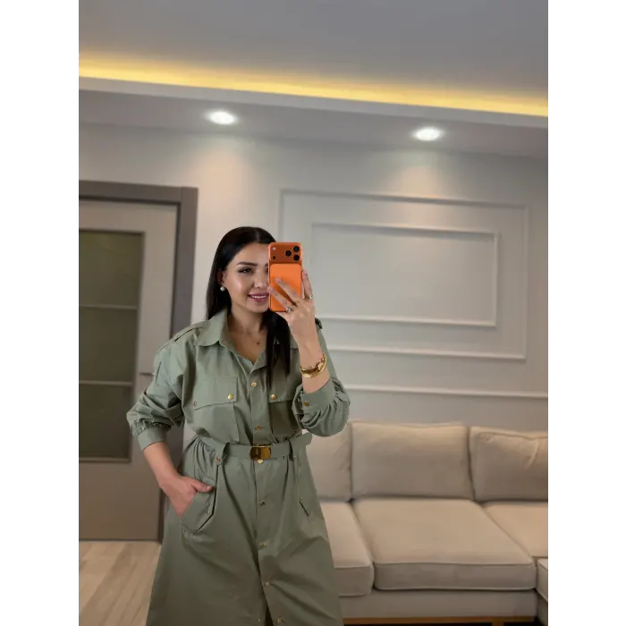 Zımba Ve Kemer Detaylı Elbise