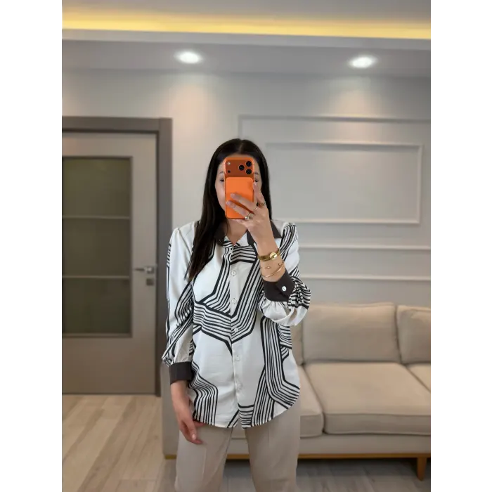 Çizgili Şifon Gömlek
