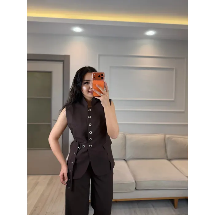 Mrka Muadil Kuş Gözlü Yelek Pantolon Takım