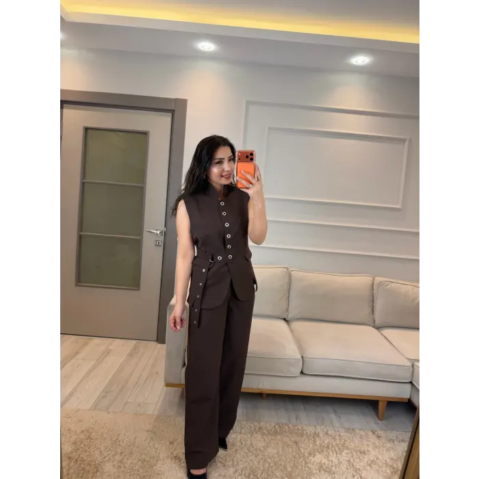Mrka Muadil Kuş Gözlü Yelek Pantolon Takım