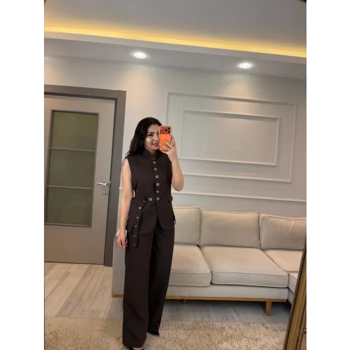 Mrka Muadil Kuş Gözlü Yelek Pantolon Takım
