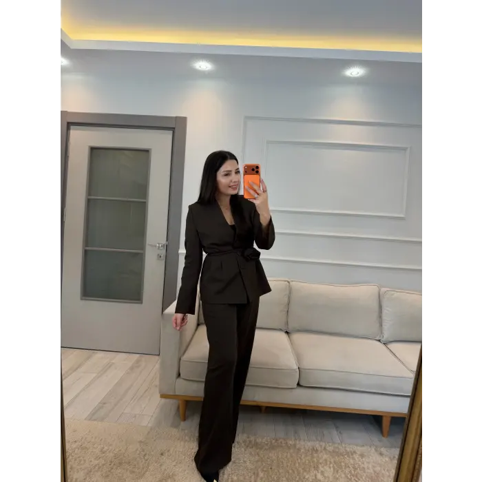 Gül Detaylı Blazer Ceket Pantolon Takım