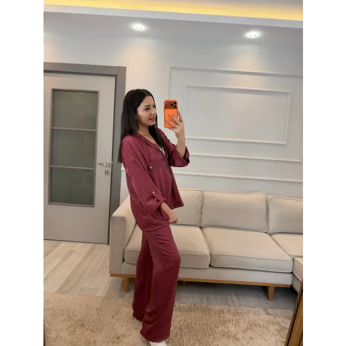 İthal Kumaş Parlak Kapüşonlu Takım