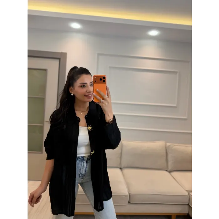 Petek Yıldız Aksesuarlı Salaş Gömlek