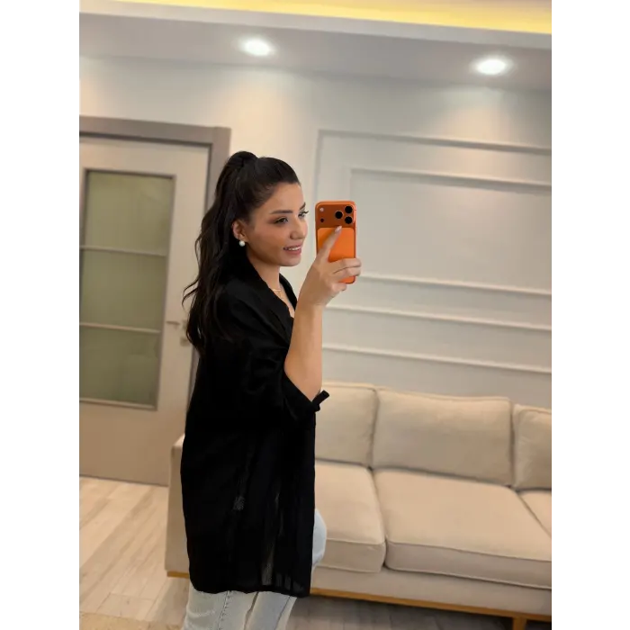 Petek Yıldız Aksesuarlı Salaş Gömlek