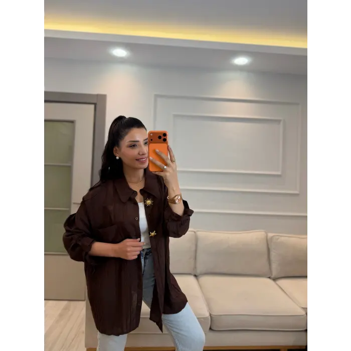 Petek Yıldız Aksesuarlı Salaş Gömlek