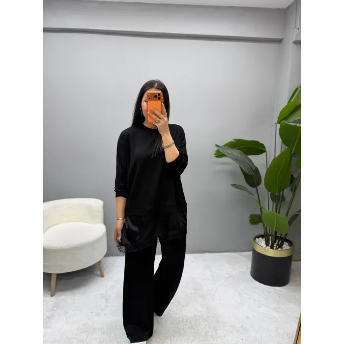 Saten Dantel Detaylı Modal Takım
