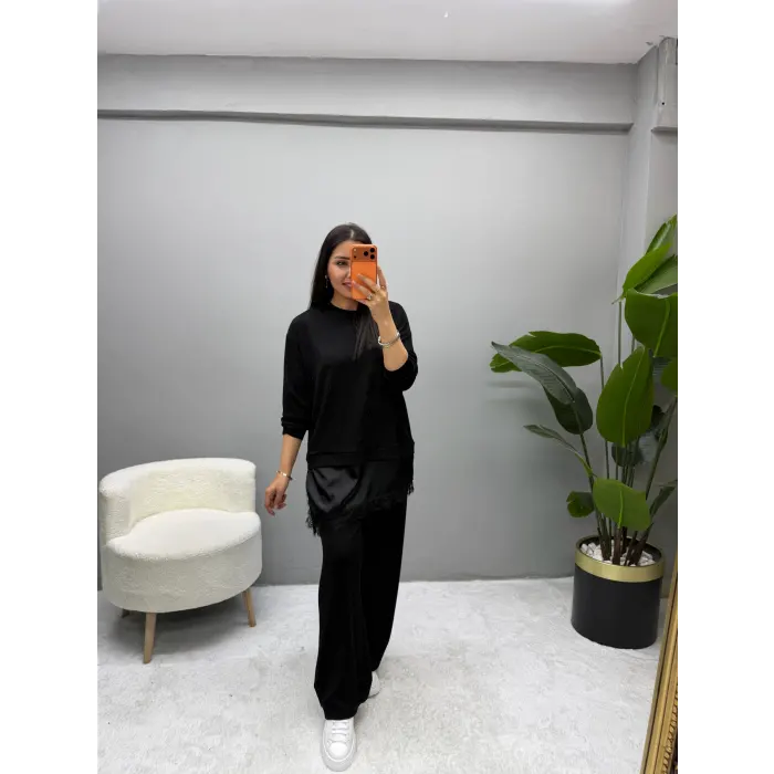 Saten Dantel Detaylı Modal Takım