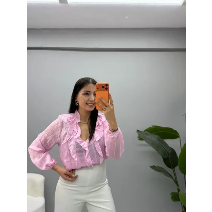 Premium Fırfırlı Tensel Bluz