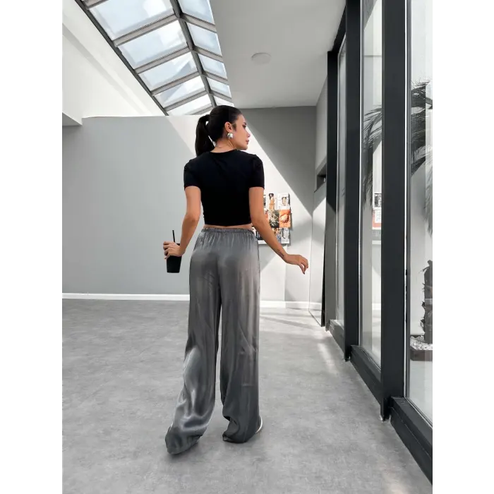 Asent Parlak Kumaş Saten Pantolon