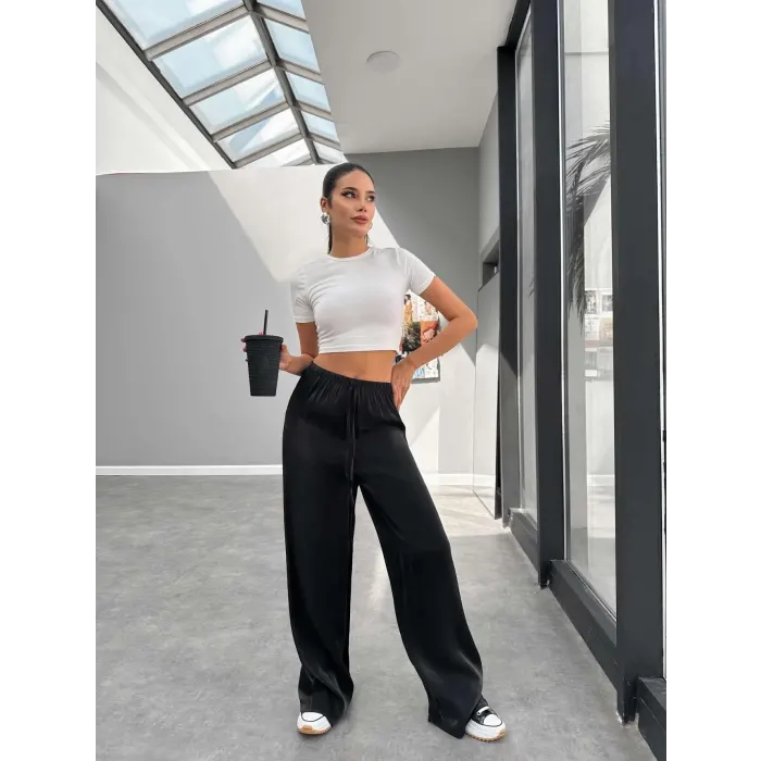 Asent Parlak Kumaş Saten Pantolon