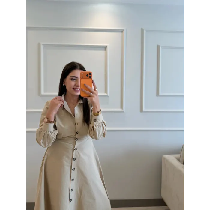 Bağlamalı Poplin Kumaş Elbise