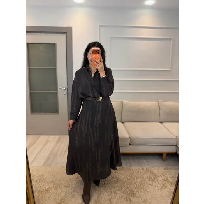 Batik Desenli Organik Kumaş Gömlek Etek Takım