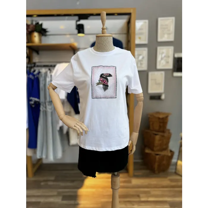 Bekax Bymn Kuş Taşlı T-Shirt