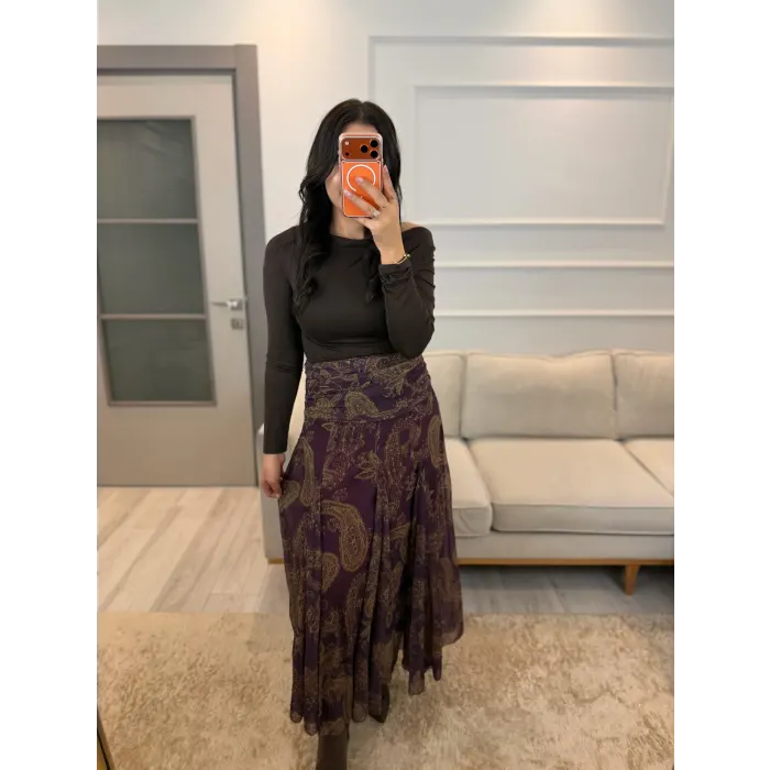 Bel Drapeli Şifon Etek