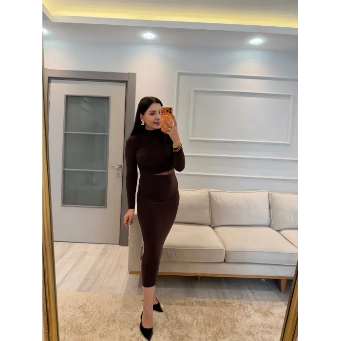 Bel Omuz Pile Beli Tül Detay Elbise