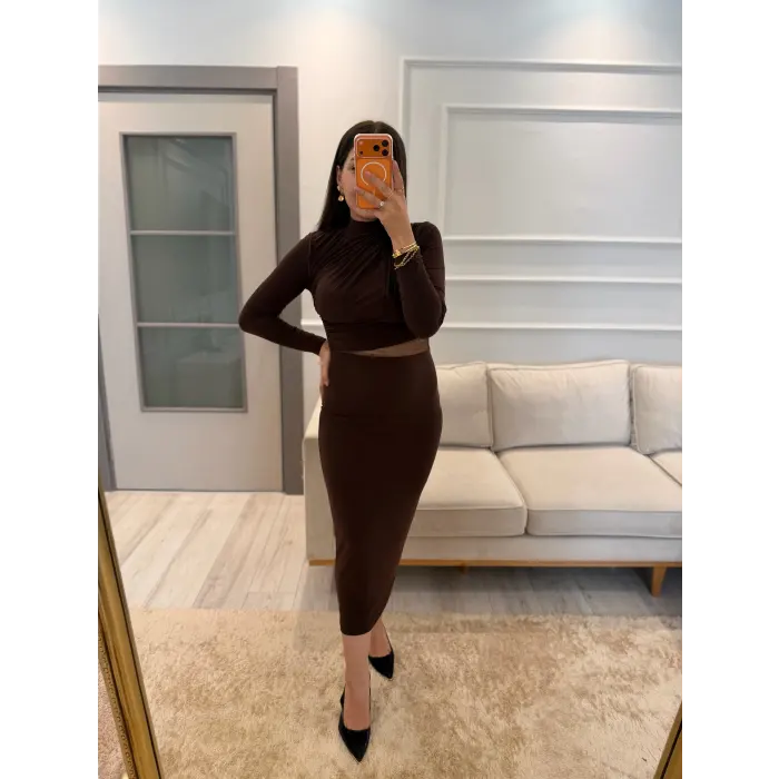 Bel Omuz Pile Beli Tül Detay Elbise