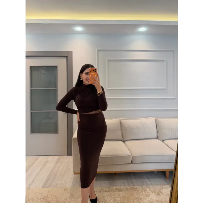 Bel Omuz Pile Beli Tül Detay Elbise