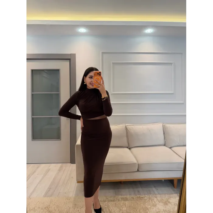 Bel Omuz Pile Beli Tül Detay Elbise