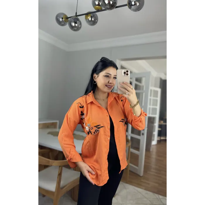 Bikex Yasemin Nakışlı Yün Viscon Gömlek