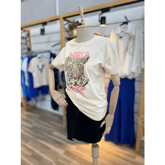 Bran Leopar Taşlı T-Shirt