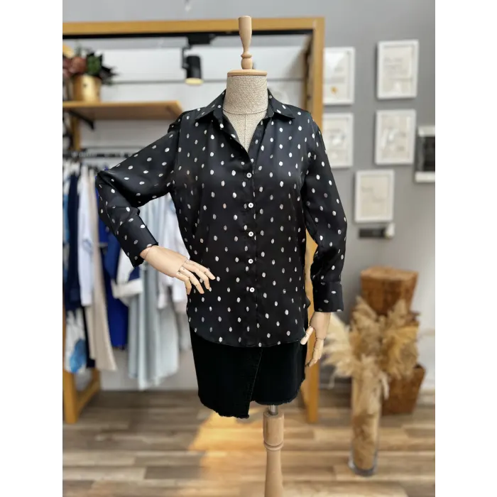 Bres Puantiyeli Saten Gömlek