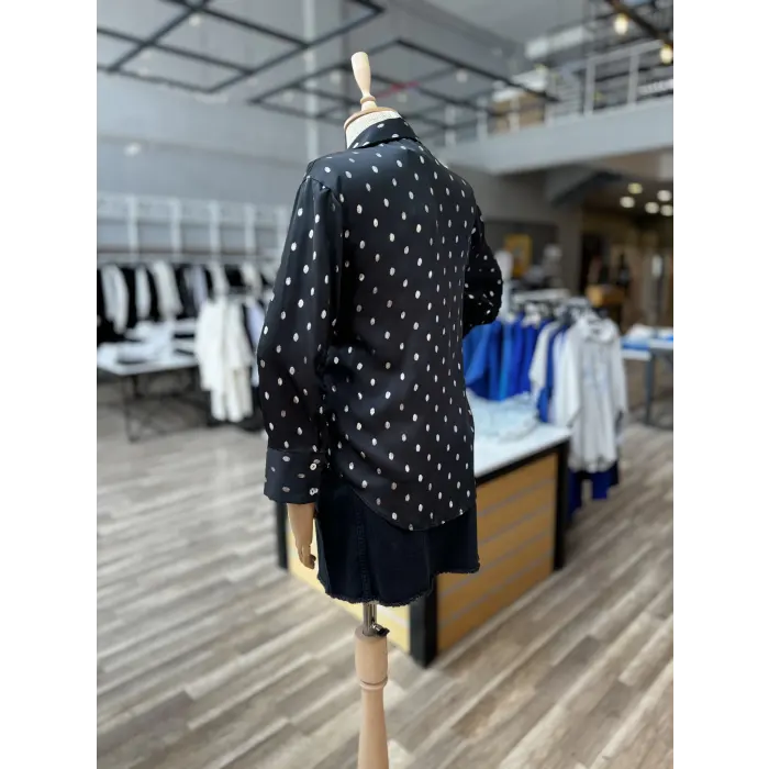 Bres Puantiyeli Saten Gömlek