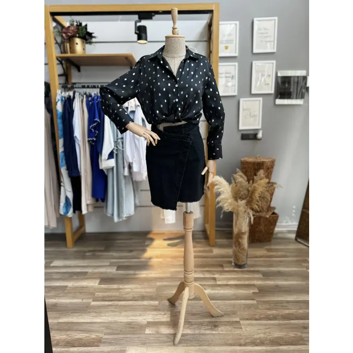 Bres Puantiyeli Saten Gömlek