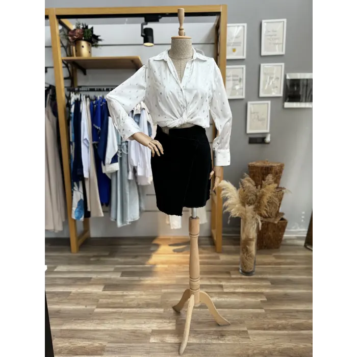 Bres Puantiyeli Saten Gömlek