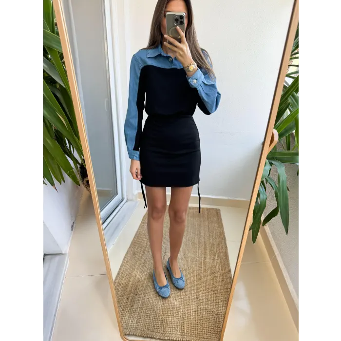 Bronte Büzgülü Kot Garnili Elbise