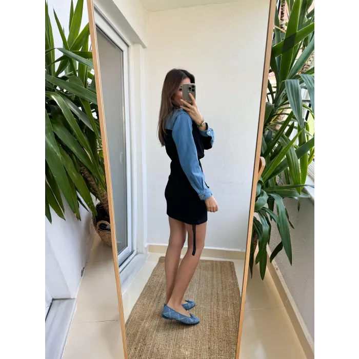 Bronte Büzgülü Kot Garnili Elbise