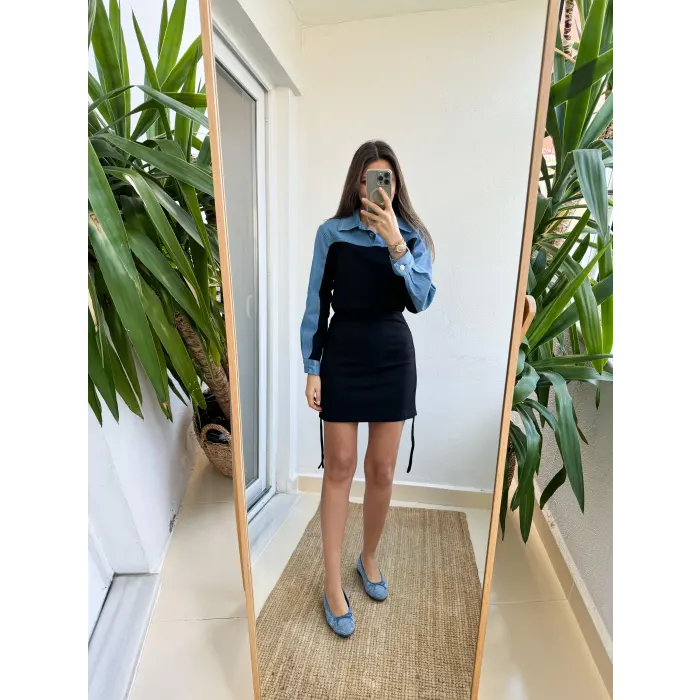 Bronte Büzgülü Kot Garnili Elbise