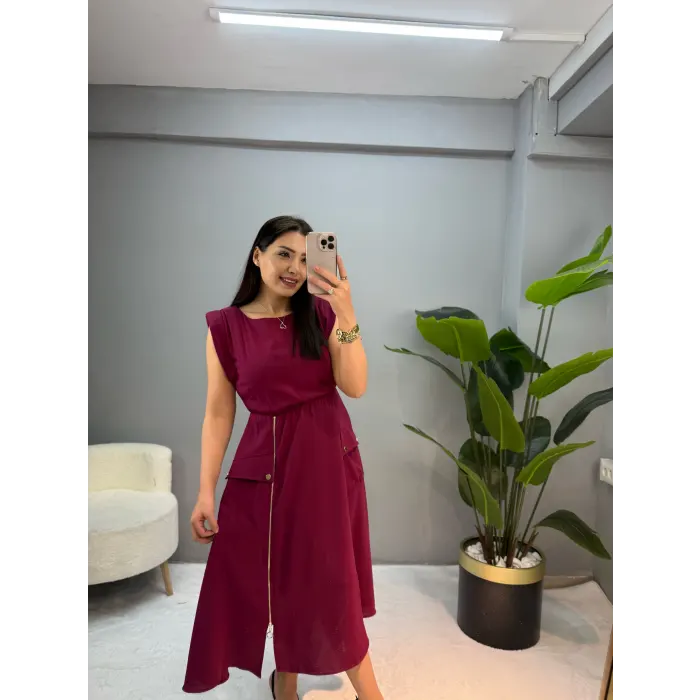 Callont Vatkalı Fermuarlı Elbise