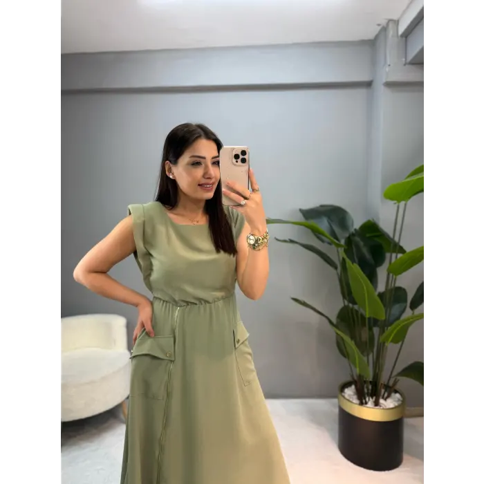 Callont Vatkalı Fermuarlı Elbise