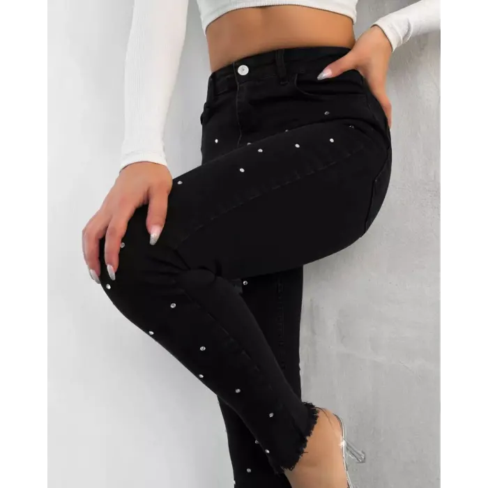 Catex Tasarım Likralı Taşlı Jean