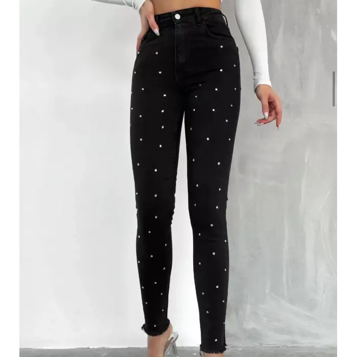 Catex Tasarım Likralı Taşlı Jean