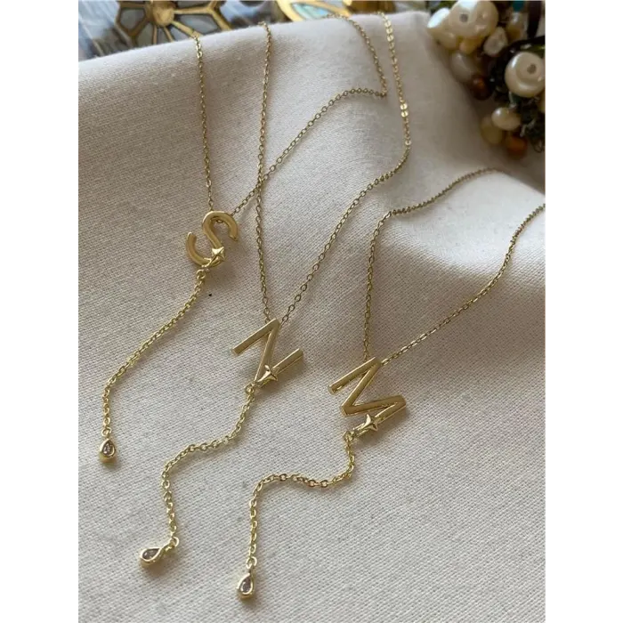 Çelik Zincir Sallantılı Alya Harf Kolye