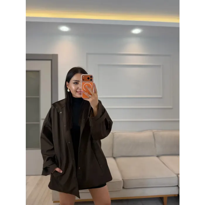 Çıtçıt Düğmeli Astarlı Oversize Premium Ceket