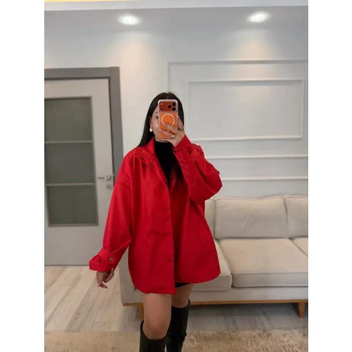 Çıtçıt Düğmeli Astarlı Oversize Premium Ceket