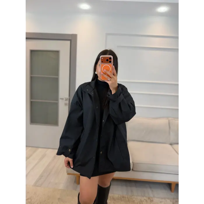 Çıtçıt Düğmeli Astarlı Oversize Premium Ceket